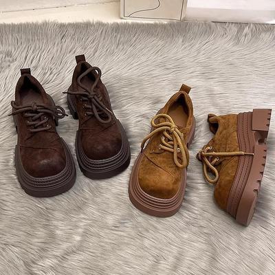 Mode rétro décontracté polyvalent chaussures à grosse tête femmes printemps 2025 nouveau vêtement d'extérieur semelle épaisse rehaussante mocassins légers