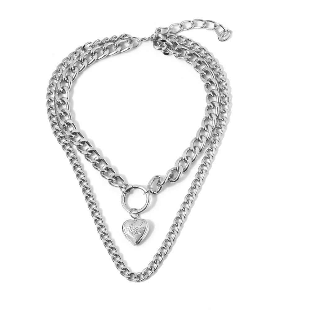 Double Layer Fashionable Chain Necklace For Women With Eyecatching Heart Design Pendant