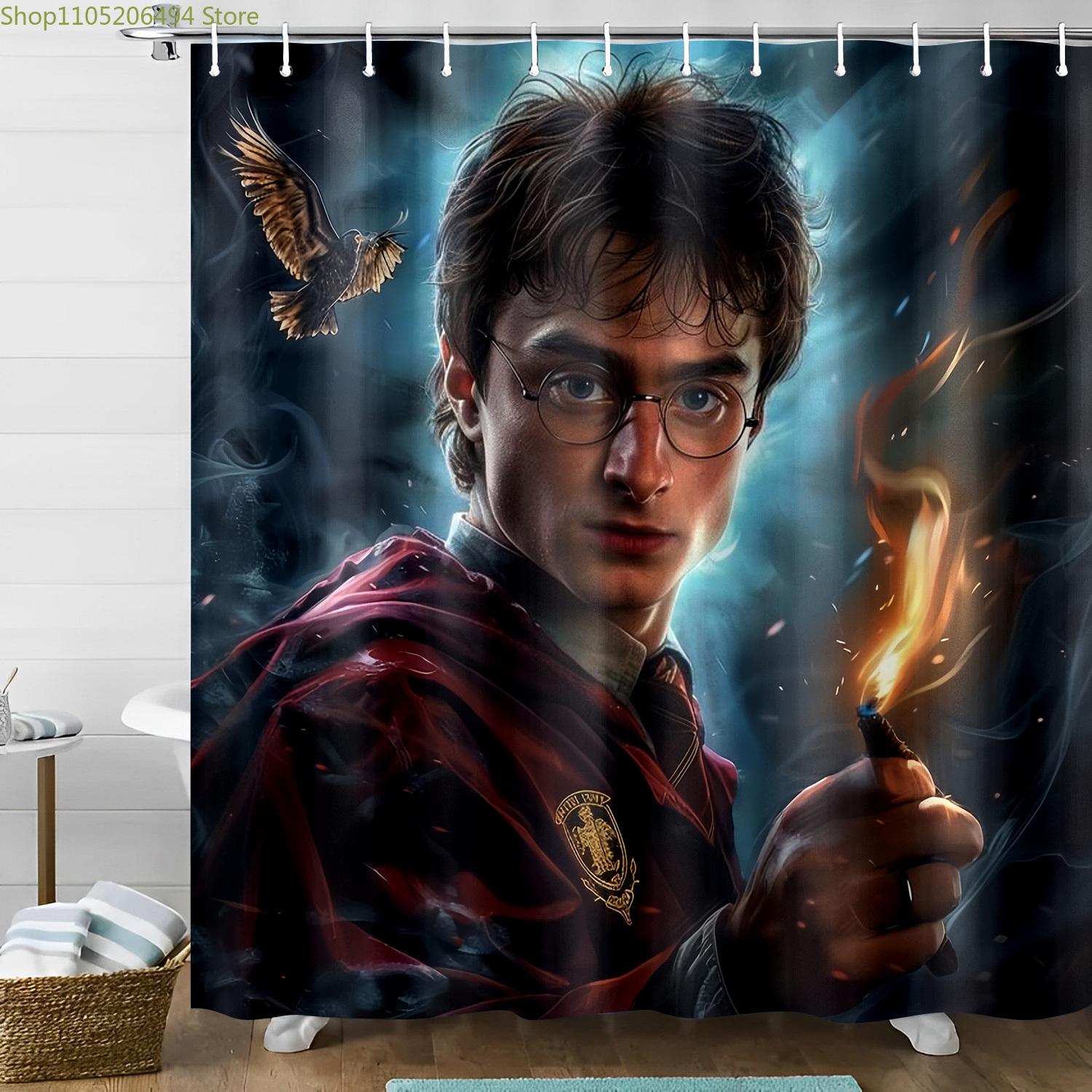 

Valentine S Day Themed Bathroom Decoration Featuring a Shower Curtain Inspired by Warner Bros Wizardry, Complete with Hooks An 90x180cm