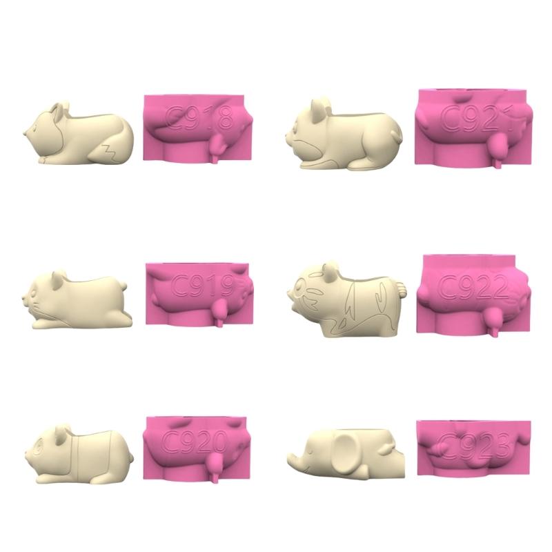 Gardening Pots Mold Succulent Plant Pots Mould Animal Shape Silicone Concrete Casting Mold for Epoxy Resin and Pen Holder