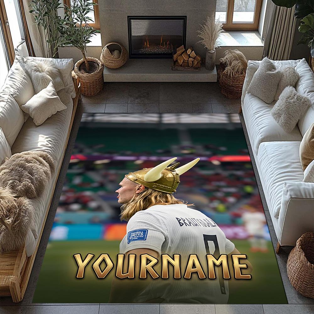Haaland 28 Personalized Name Area Rug Perfect for Game Room Entryway Decorate Room Playrooms Anti-slip Rug Decorate Offices
