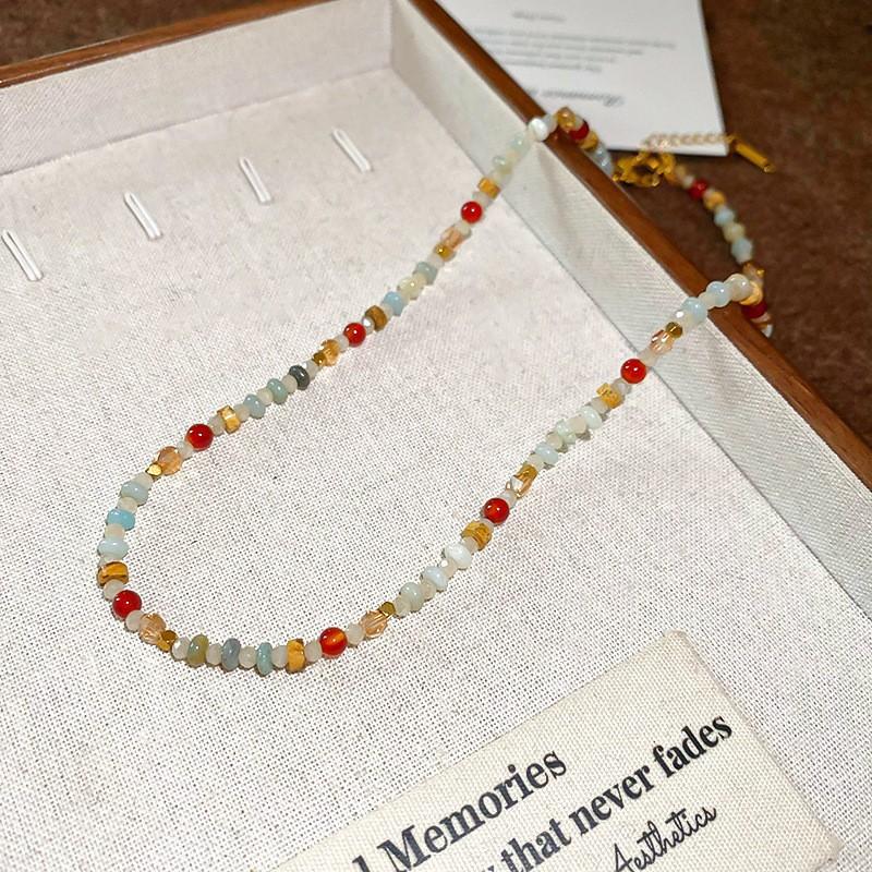 Natural Stone Necklace Sweet Dopamine Pearl Baroque Necklace Simple Collarbone Chain Fashionable Temperament Accessory