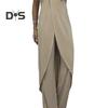 2 Pcs/Set Women Top Pants Set Irregular Hem Wide Leg Solid Color Soft Round Neck Loose Sleeveless Long Blouse Trousers Set