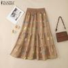 ZANZEA Women Casual Elastic Waist Loose Summer Print Skirts