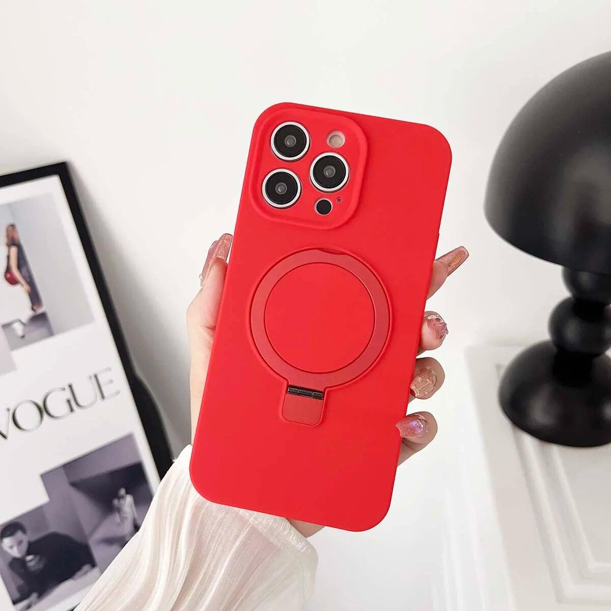 

Жидкий силиконовый однотонный магнитный чехол для iPhone 14 13 12 11 Pro Max Plus, противоударный с кольцевым держателем, чехол Magsafe для телефона iPhone 14 Pro Max