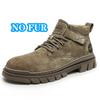 Fashion Genuine Leather Mens Biker Boots Man Non-Slip Retro Men's High Top Shoes British Style Botas Warm Plush Fur Winter Ankle Boots