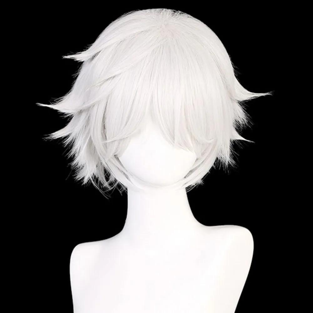 Theater props, short haircut, silver wig, cosplay, makeup, short hair wig