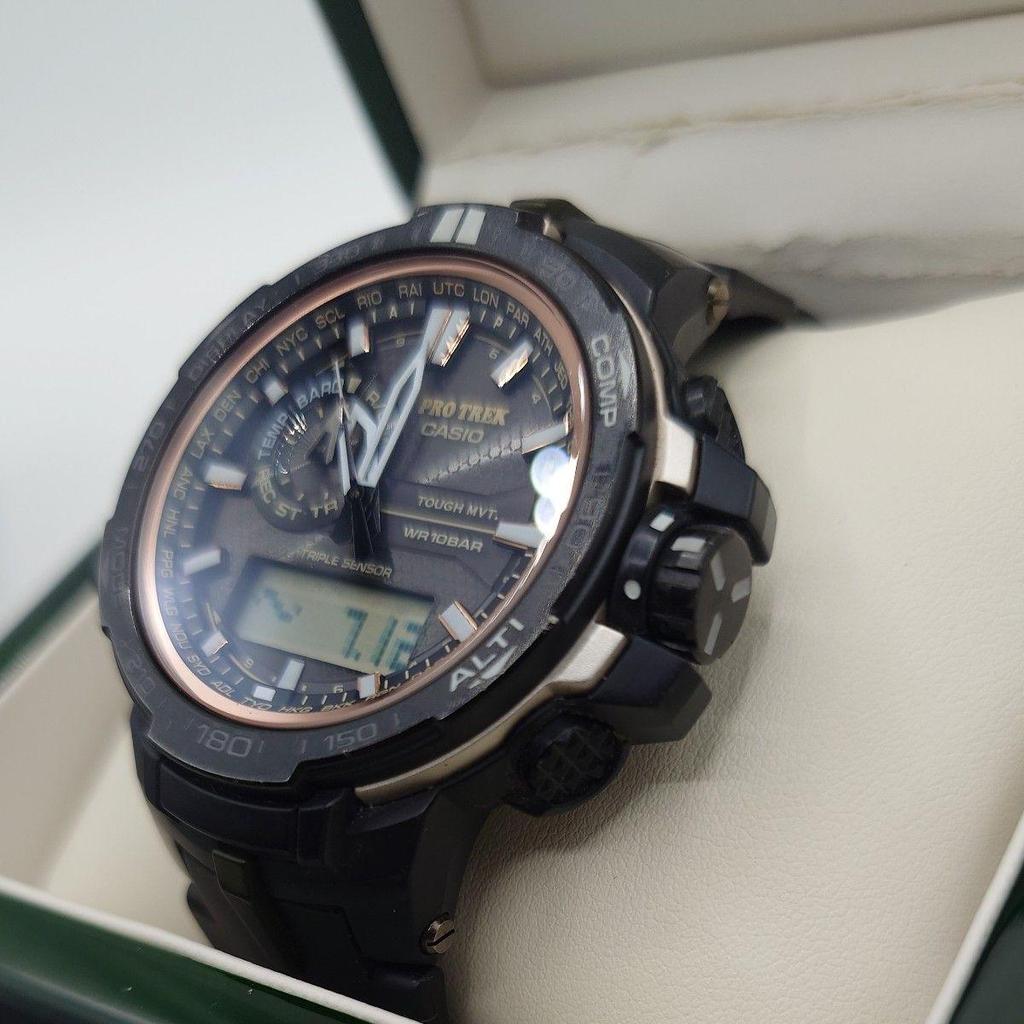 Used CASIO PRO TREK PRW-S6000Y Triple Sensor Radio Solar Watch