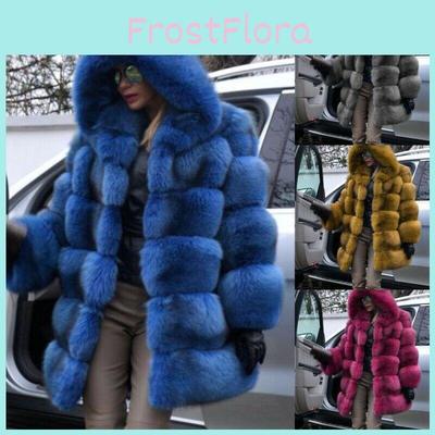 Abrigos de Invierno Acogedores para Mujer de Piel Sintética Chaqueta Suave con Elegante Diseño con Capucha