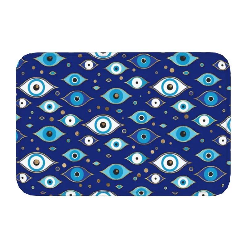 

Custom Greek Turkish Evil Eye Doormat Mat Anti-Slip Mediterranean Style Kitchen Bathroom Living Room Rug Carpet 40*60cm 40x60cm