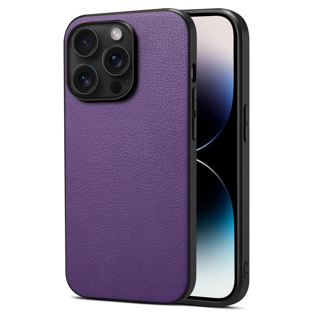 For iPhone 15 Pro Case PC+TPU+PU Leather Calf Texture Anti-drop Phone Cover