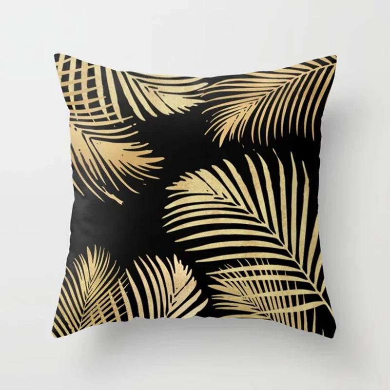 Cushion Cover 45*45cm Golden Leaves Soft Peach Skin Cashmere Throw Pillow Cover Sofa Pillowcase Merry Christmas Home Decor