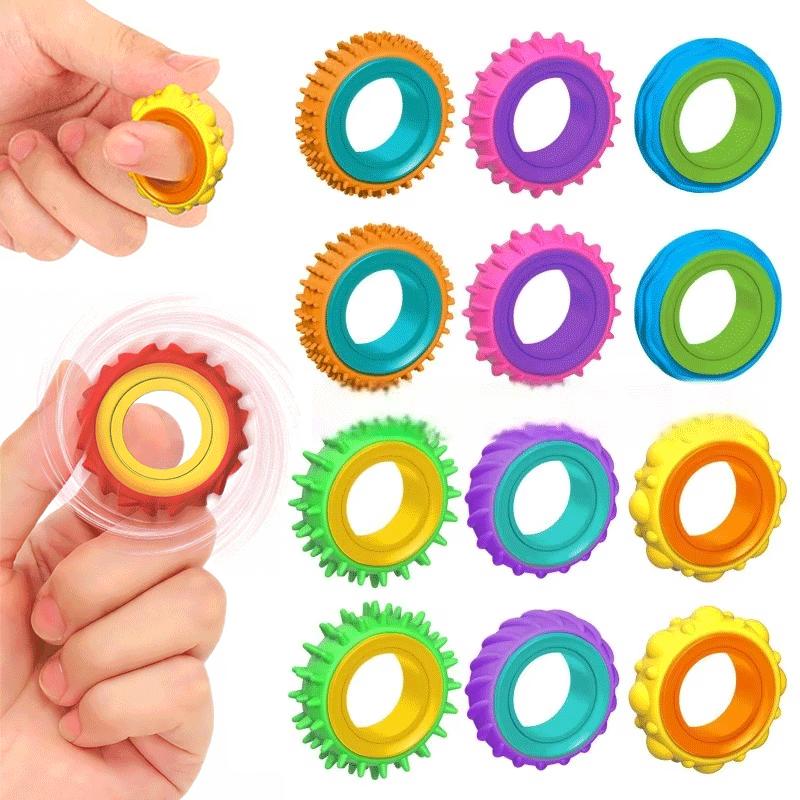 New Rotating Fidget Toys Silicone Sensory Ring Silicone Anti Anxiety Stress Relief Toy Fidget Spinner Ring