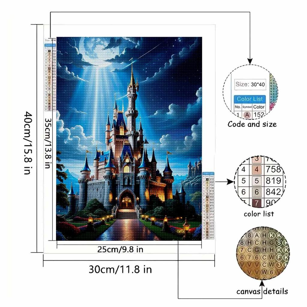 DIY Diamond Painting Castle Cross Stitch Kit Mosaic Art Diamond Painting Full Circle Diamond Home Decoration