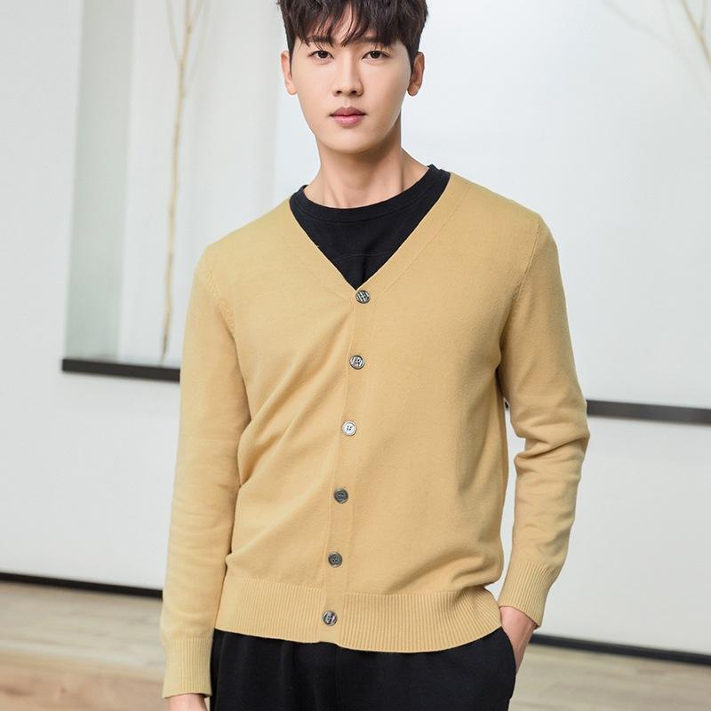 

Мужской верхний кардиган Шерстяной свитер Весна и Осень Тонкий раздел Свободный Кашемировый свитер Вязаный свитер Куртка Тренд Молодежный S(90-110)