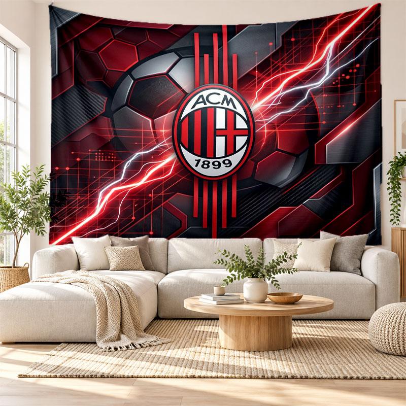 AC Milan Wall Tapestry, Soft Fabric Wall Hanging, Decorative Backdrop For Bedroom Home Wall Art