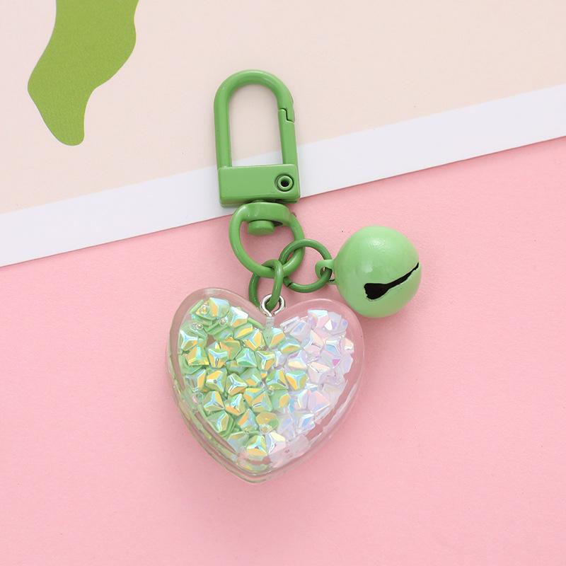 Heart-Shaped Bell Keychain Pendant - Peach Color Earphone Case Decoration
