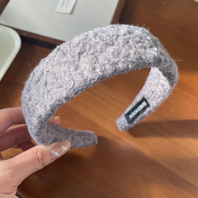 2025 Retro Fashion Solid Color Woolen Headband: Autumn/Winter Versatile Wide Hair Accessory for Women