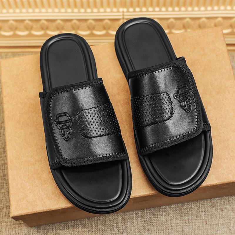 

Мужская обувь 2025 года, лето, новые кожаные мужские сандалии, мужская повседневная обувь из коровьей кожи, пляжная обувь, классные тапочки 44