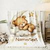 Manta de Ursinho Fofo Com Nome Personalizado Manta de Flanela Para Crianças Meninos Meninas Macia Presentes de Aniversário Decoração de Casa Cama Sofá