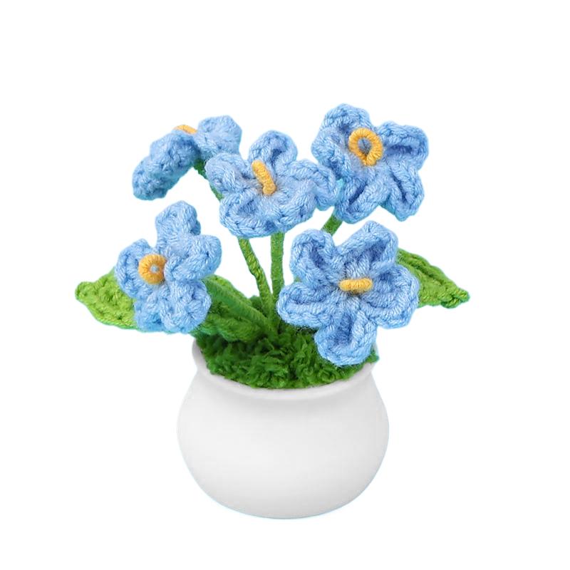 

1PC simulation potted plant art photo prop decoration knitting exquisite small gift синий