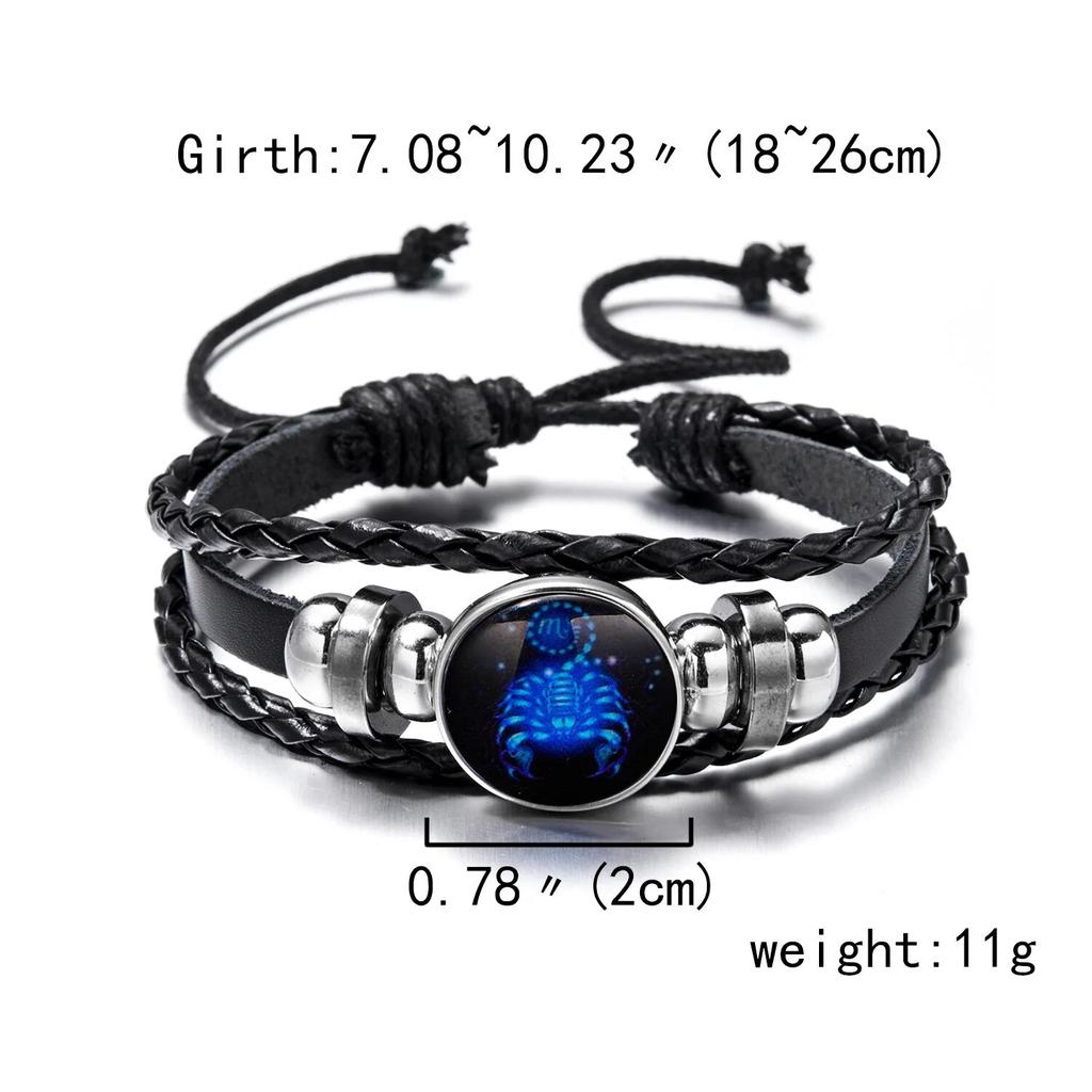 12 Sternbilder Sternzeichen Charm Leuchtende Armbänder Herren Damen Vintage Mehrschichtiges Wickelarmband Lederarmband & Armreif Geburtstagsgeschenk