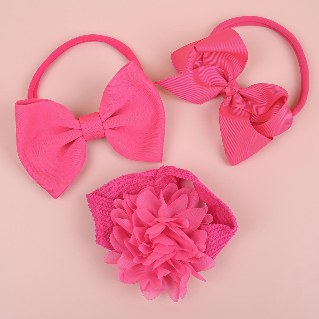 3PCS Chiffon Flower Headbands Baby Girls Hair Bows Headband Elastic Soft Nylon Hairbands for Baby Turban Infant Hair Accessories