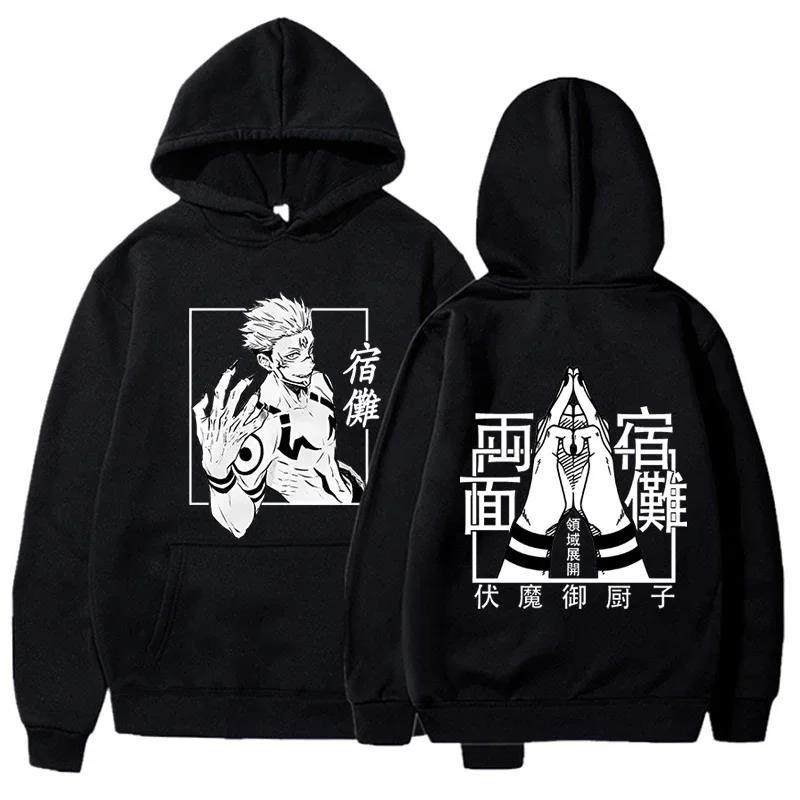Mote Anime Jujutsu Kaisen Ryomen Sukuna Trykket Hettegenser Langermet Sweatshirts Kvinner Harajuku Streetwear Pullovers