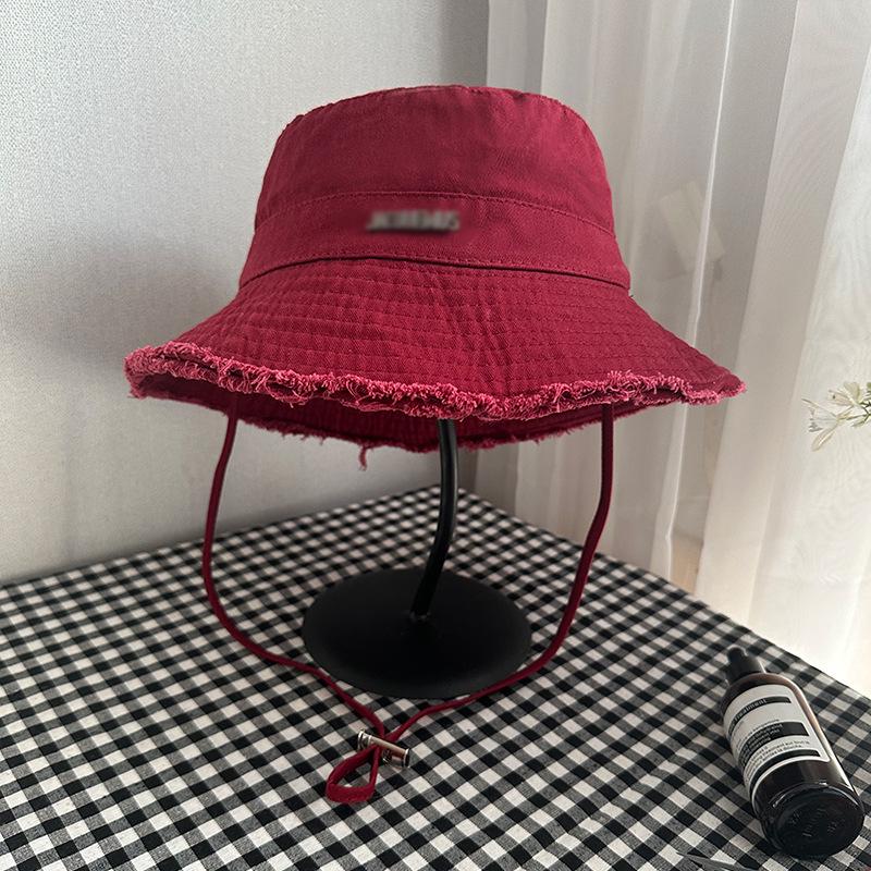 Women's Foldable Retro Bucket Hat: Japanese-Style Sun Hat with Frayed Edges, Korean Slimming Design