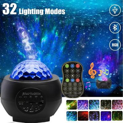 Bluetooth-Sternprojektor, Nachtlicht, Sprach- und Fernbedienung, 32 Beleuchtungsmodi, integrierter Musik-Player, Sternengalaxie, Ozeanwelle, Projektionslampe, Dekor