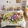 Happy Birthday Duvet Cover King Queen Size 2 3PCS Polyester Bedding Set For Kids Boys Girls Cartoon Party Gift