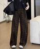 Spring 2025 Leopard Print High-Waist Straight-Leg Jeans for Women