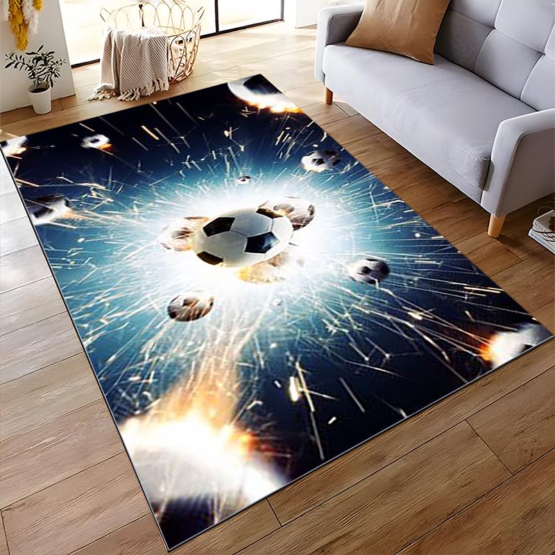 Soccer Ball Explosion Design Carpet, Modern Sports Style Floor Mat Suitable for use as an anti-slip for living room bedroom sofas