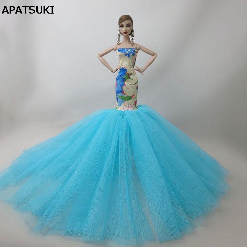 Mermaid Dress For Barbie Doll Clothes Formal Fishtail Wedding Dress Party Gown For Barbie Doll Clothes Handmade Dresses Toy
