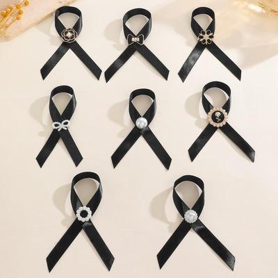 5 Stück Schwarze Schleife Brosche Gemeinnützige Aktivität Beerdigungen Gedenk Tragen Brosche Abzeichen Brosche Kleidungsaccessoire Anstecknadel