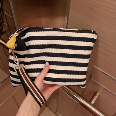 Cosmetic Bag Women Striped Makeup Case Organizer Korean Tassel Cosmetic Pouch Necesserie Travel Toiletry Bag Canvas Beauty Case