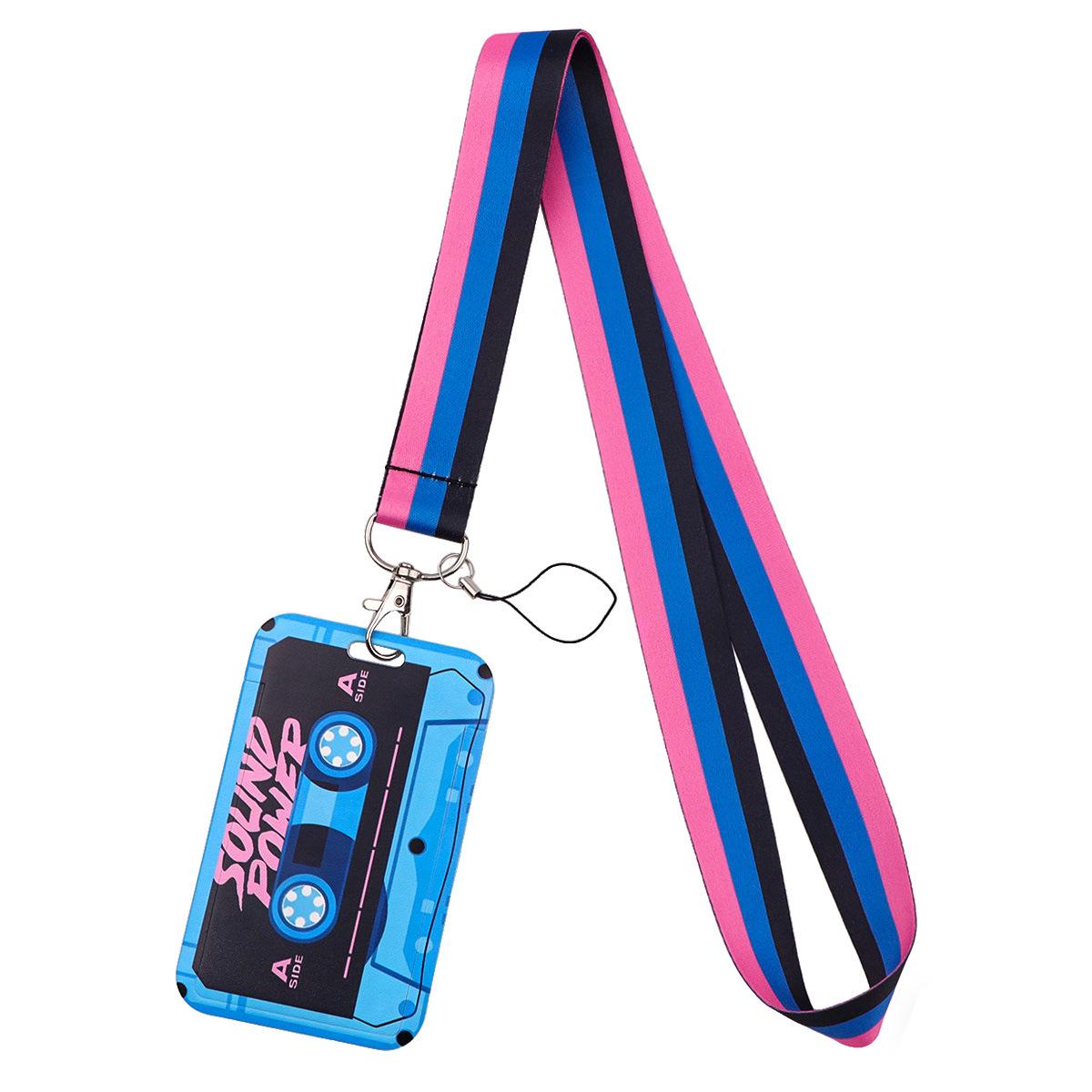 

Cassette Tape Badge Holder Retro Sliding Hard Card Case Id Card Holder With Lanyard Colorful Retro Badge Holder For Gift Music