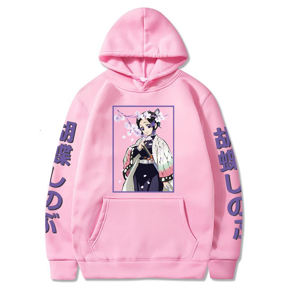Anime Demon Slayer Kimetsu No Yaiba Hoodie Shinobu Kocho Sweatshirts Cozy Tops Sweatsuit Sudadera Felpa Moletom Hoodies