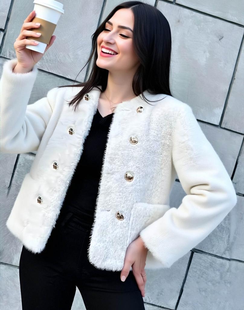 Autumn and winter Xiaoxiangfeng imitation gold mink plush coat women's short simple fashion thickened young fur coat