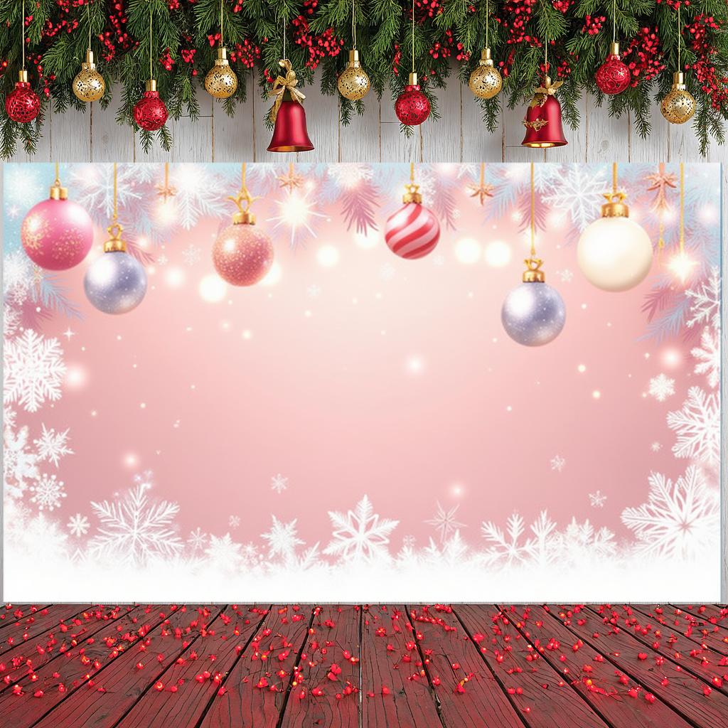 Pink Christmas Backdrop Sparkling Design Winter Background Xmas Decoration Banner Winter Decor Xmas Display For Winter Family