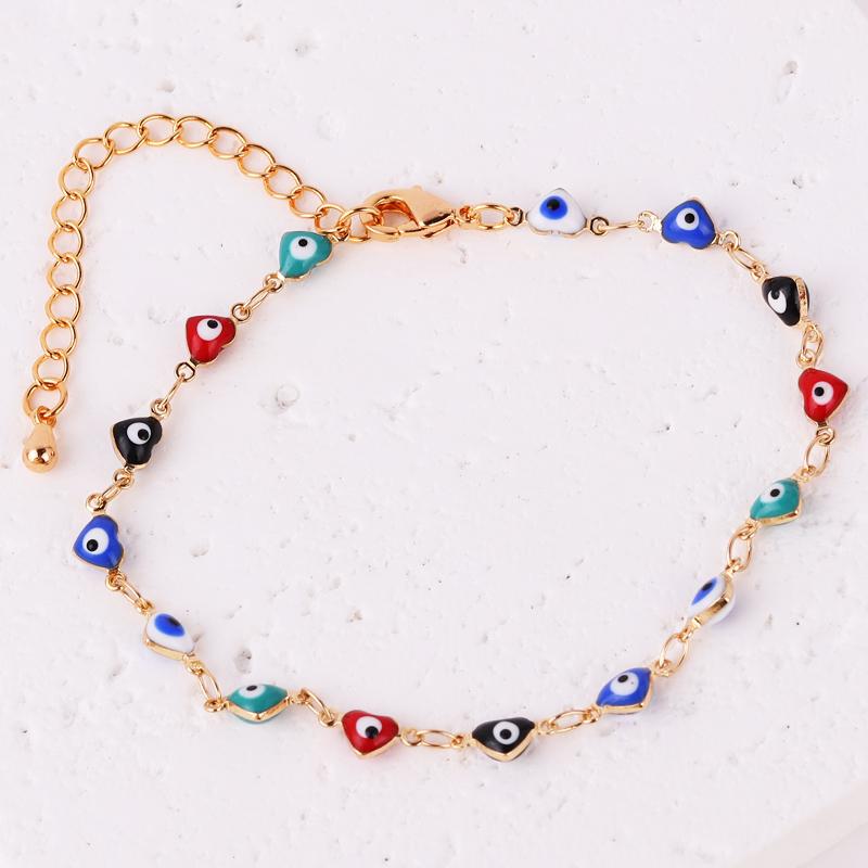 Gold Filled Mix Style Evil Eye Enamel Jewelry Gold Color Hand Turkish Chain Bracelet Boho Women Gift