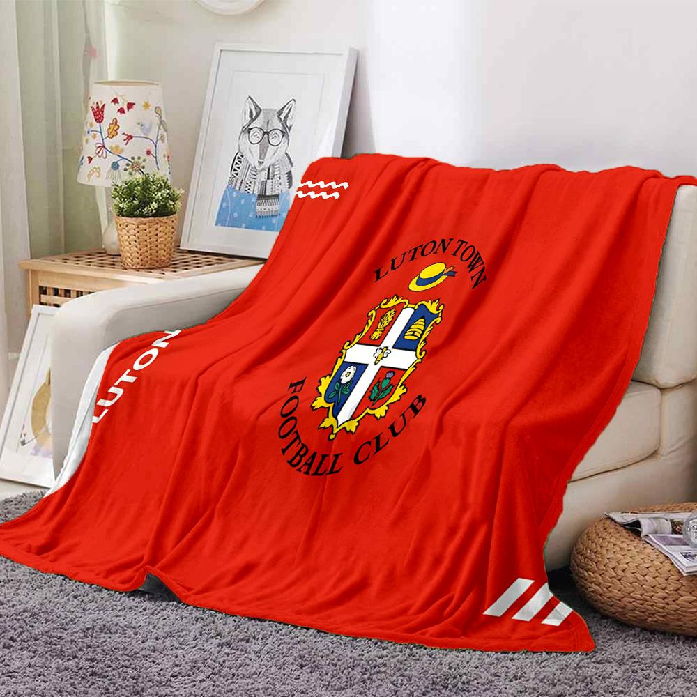 Luton Town Crest Flannel Blanket, Soft Polyester, Modern Design, All-Season for Camping, Travel, Gifts for holidays or birthdays