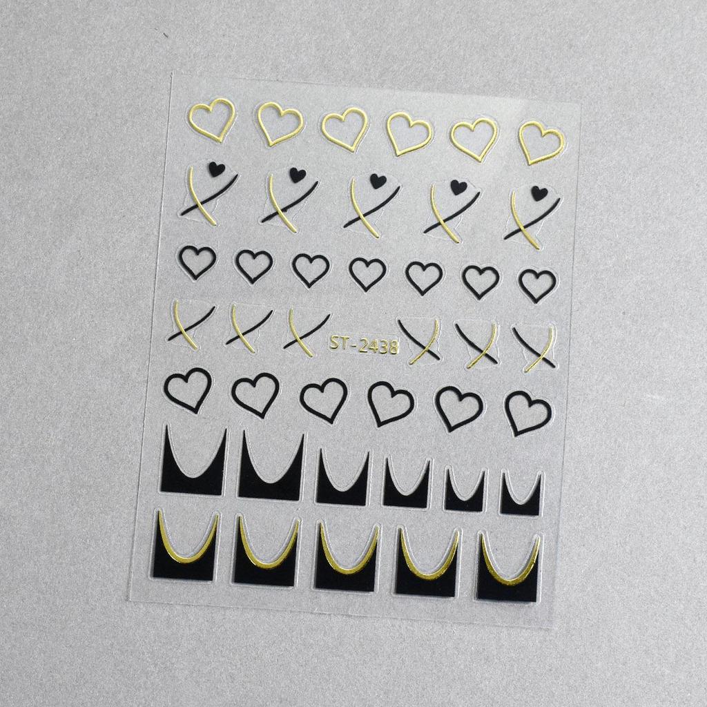Minimalist 3D Heart & LOVE Line Nail Stickers - Popular TikTok & Xiaohongshu Nail Decals