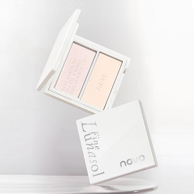 NOVO - Shimmer Dual-Tone Highlighter Palette - 3 Types 01 Wild Gardenia - 9g