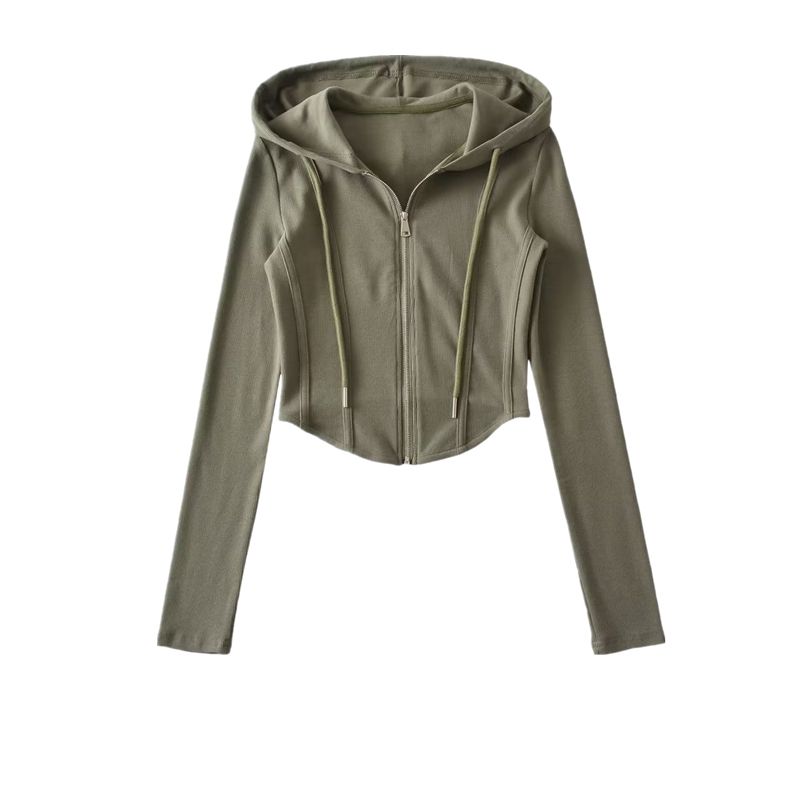 

Sweater European and American Hot Girl Slim-Fit Strip Thread Fishbone Army Green S