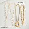4 Pcs Exaggerated Irregular Cross Pendant Necklace Set European and American Vintage Pearl Necklace For Women Party Jewelry Gift