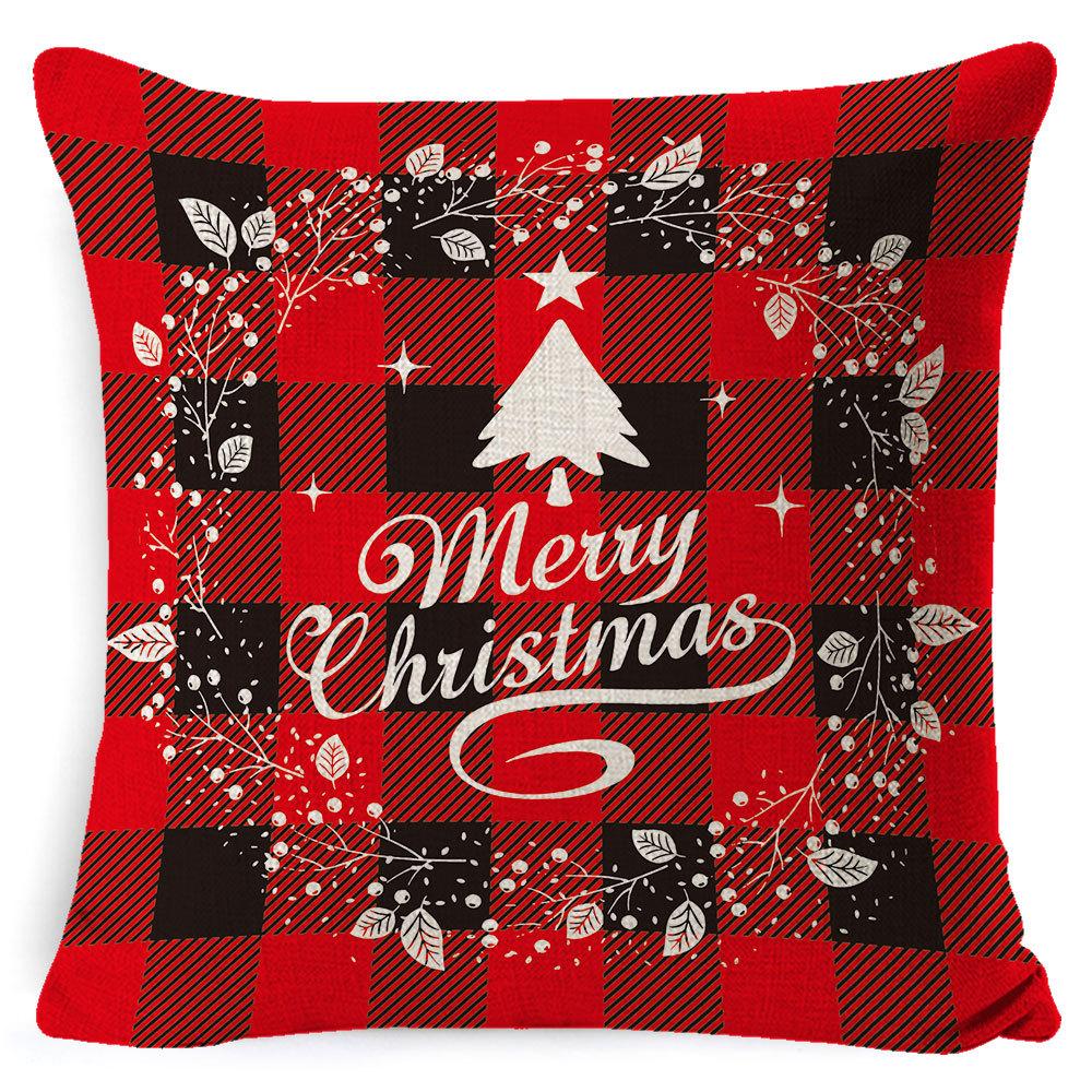 Christmas Celebration Pillow Elk Snowman Festive Cushion Cover Red Sofa Back Cushion Pillow Cover