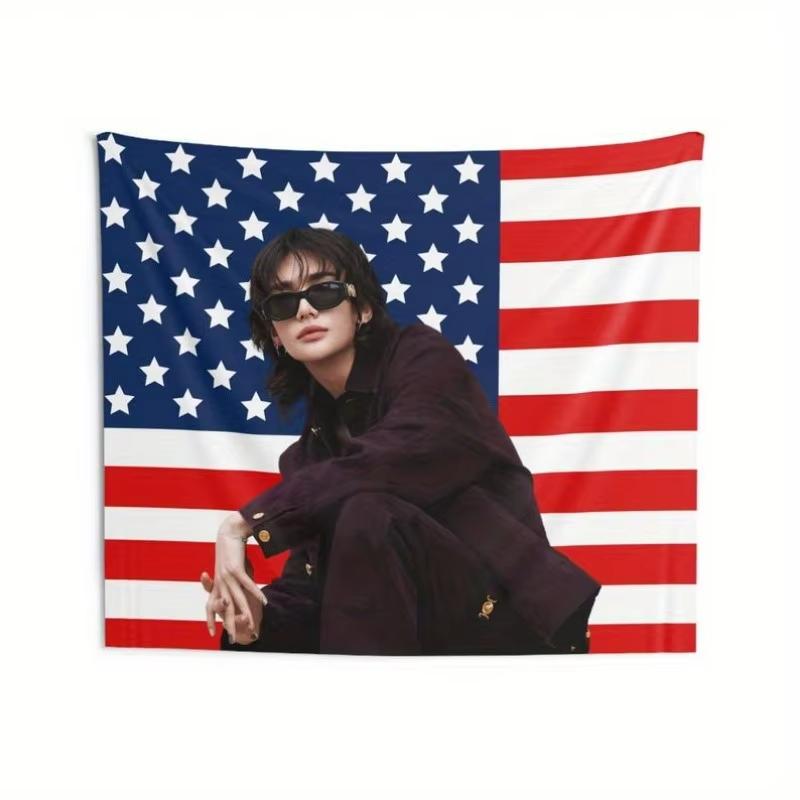 Arazzo Bandiera Americana Hyunjin SKZ Kpop Banner per Concerto Tessuto Morbido Appeso a Parete per Stanza dei Fan Decorazione Collezione