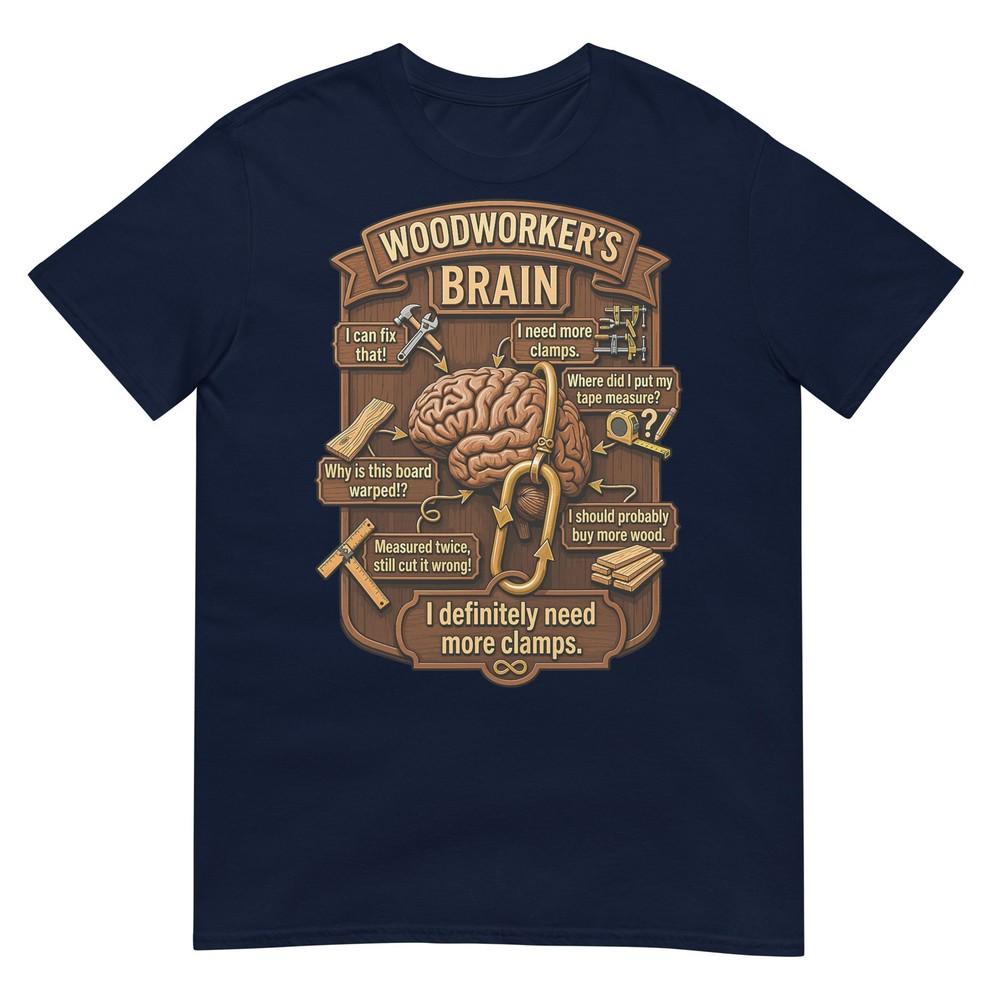 Funny Woodworker Brain Woodworking Humor Carpenter TShirt S