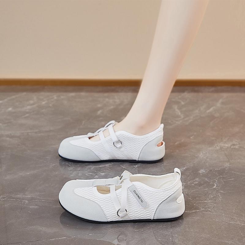 Fashion 2025 New Summer Shoes New Hollow Mesh Breathable Flat Casual Board Shoes Patchwork Mesh Shoes Shallow Mouth Designer